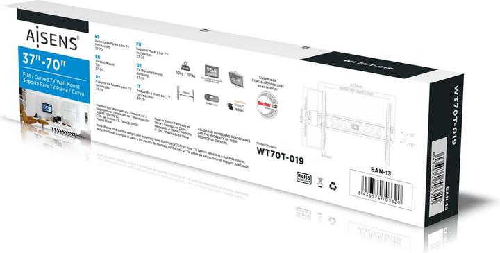 Produktbild Aisens Soporte de pared wt70t-019 para pantallas 37-70'/94-177cm hasta 50kg inclinable vesa max. 600 (Wand, 50 kg, 37" - 70")
