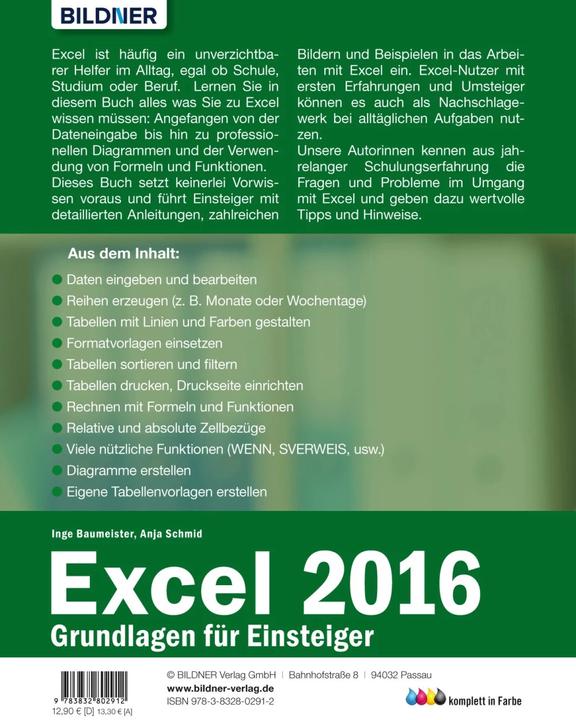 Produktbild Excel 2016 - Grundlagen für Einsteiger (Deutsch, Anja Schmid, Inge Baumeister, 2017)