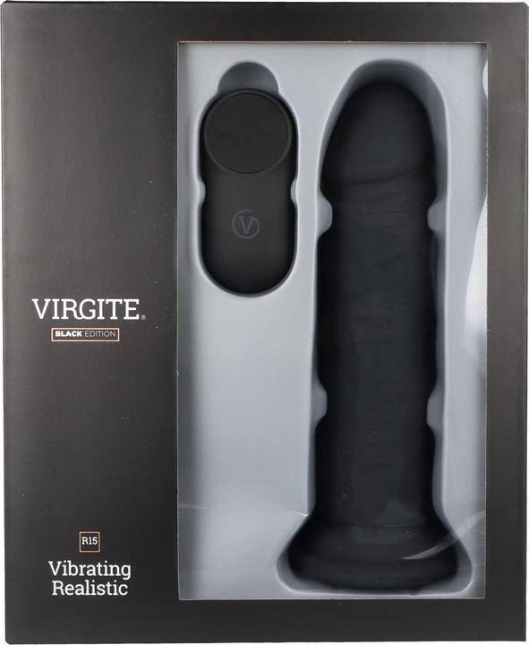 Produktbild Virgite Realistischer Vibrator R15 Schwarz 16,5 cm Mit Fernbedienung