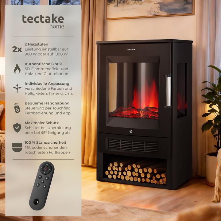Produktbild tectake Elektrokamin Aidan, 2 Heizstufen, Flammeneffekt, Wifi App
