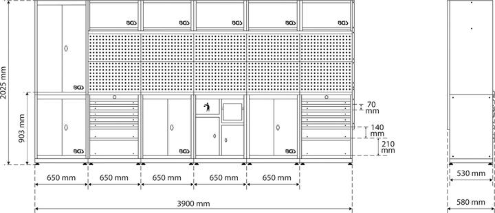Actual product image BGS Wall unit system | compact | wood | 6 modules (6x)