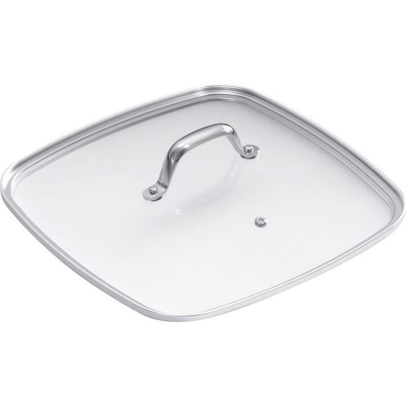 Kuhn Rikon Glasdeckel mit Edelstahlgriff quadratisch Ø 27 x 27 cm, Accessori per pentole e padelle, Trasparente