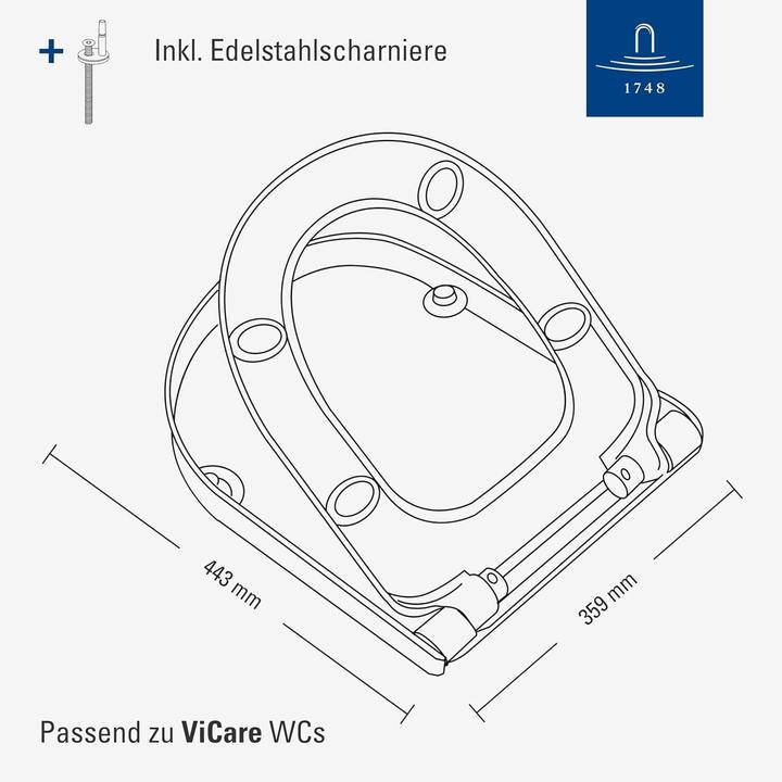Immagine prodotto Villeroy & Boch Sedile per WC ViCare, con chiusura ammortizzata e sedile rimovibile