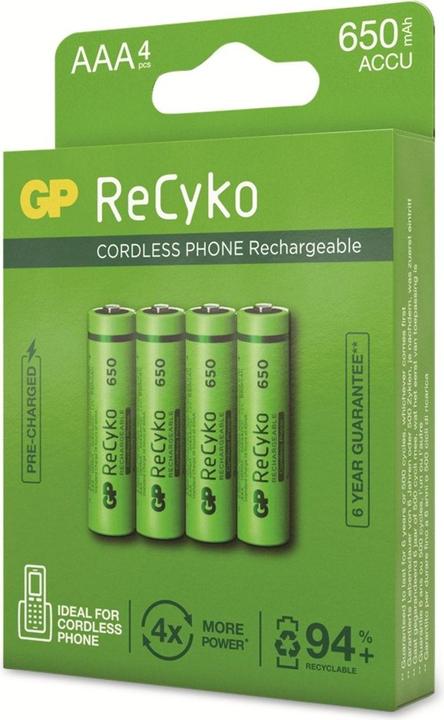 Actual product image GP Batteries Charger GP 1x4 GP Recyko Nimh Ackus AAA 650mah Dect-Telephon (1 pcs., AAA, 650 mAh)