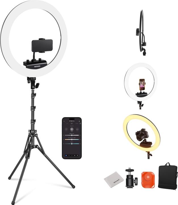 Actual product image Neewer Ringlicht RP18B Pro mit Stativ und Handyhalterung (Ring light)