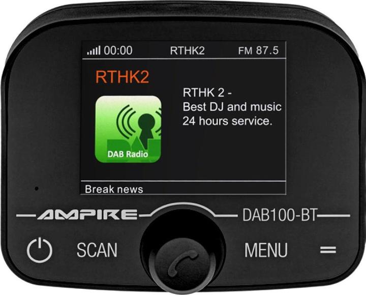 Produktbild Ampire DAB100-BT DAB+ Autoradio-Adapter, Freisprecheinrichtung, Musikstreaming