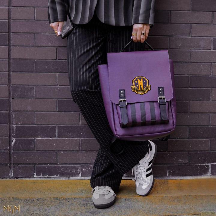 Actual product image Cinereplicas Wednesday Backpack Nevermore Academy Purple