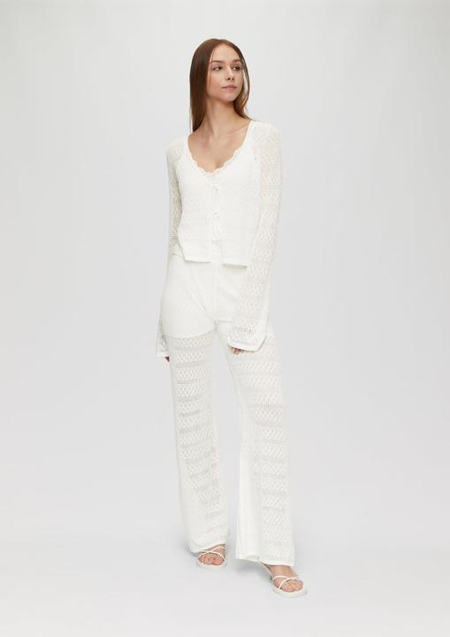 Image du produit s.Oliver Strickjacke Transparente Feinstrick-Jacke mit Ajourmuster und Binde-Details (L)