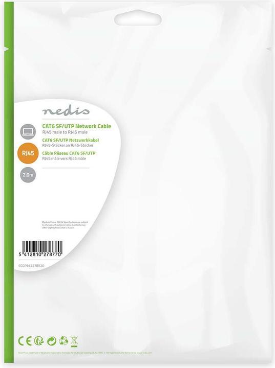 Produktbild Nedis Netzwerkkabel CAT6, FTP, RJ45, männlich, männlich, 2 Stück (S/FTP, CAT6, 2 m)
