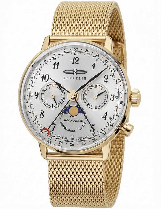 Immagine prodotto Zeppelin 7039M-1 LZ Hindenburg Moonphase 36mm 3ATM (Orologio a fase lunare, Orologio da polso analogico, 36 mm)