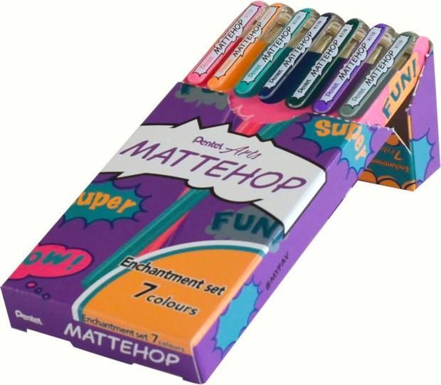 Produktbild Pentel Gelschreiber Mattehop Enchantment 1 mm, Mehrfarbig (blassorange, Dunkelgrün, Grau, hellrosa, Hellviolett, Marine, Türkisblau)