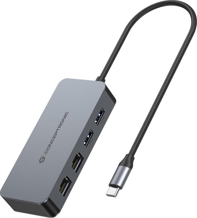 Conceptronic Adapter USB-C->2xRJ45+2xUSB-A3.2 5Gbps (USB-C, 2 ports)