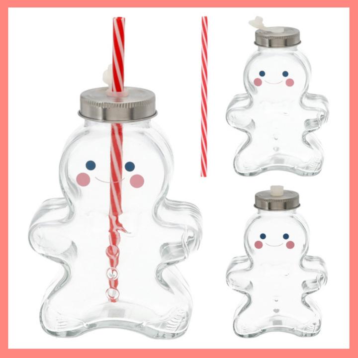 Produktbild Novaliv 2X Tassen Glühwein 440 ml Personalisierte Weihnachtstasse mit Trinkhalm - Lebkuchenmann als (440 ml, 2x)