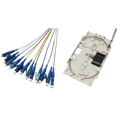 Tecline Cassetta di giunzione in fibra ottica con 12x pigtail in fibra OS2, colorati, LC/UPC, 2,0 m, 12, Accessori di rete