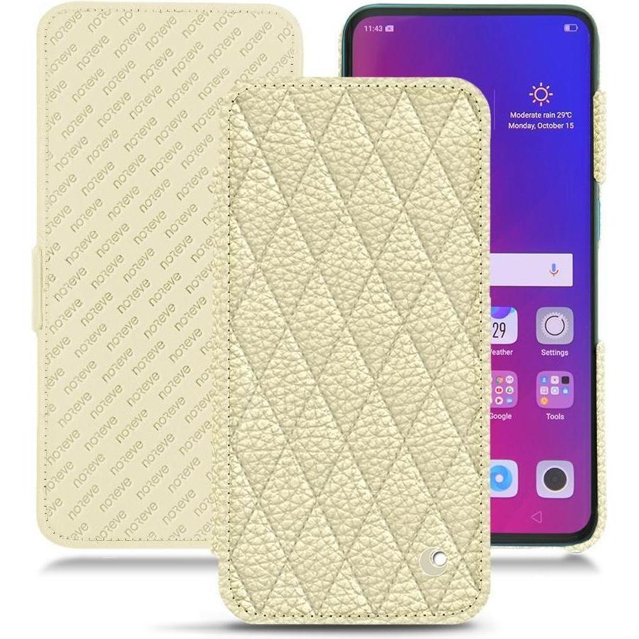 Noreve Lederschutzhülle horizontal (Oppo Find X), Smartphone Hülle, Weiss