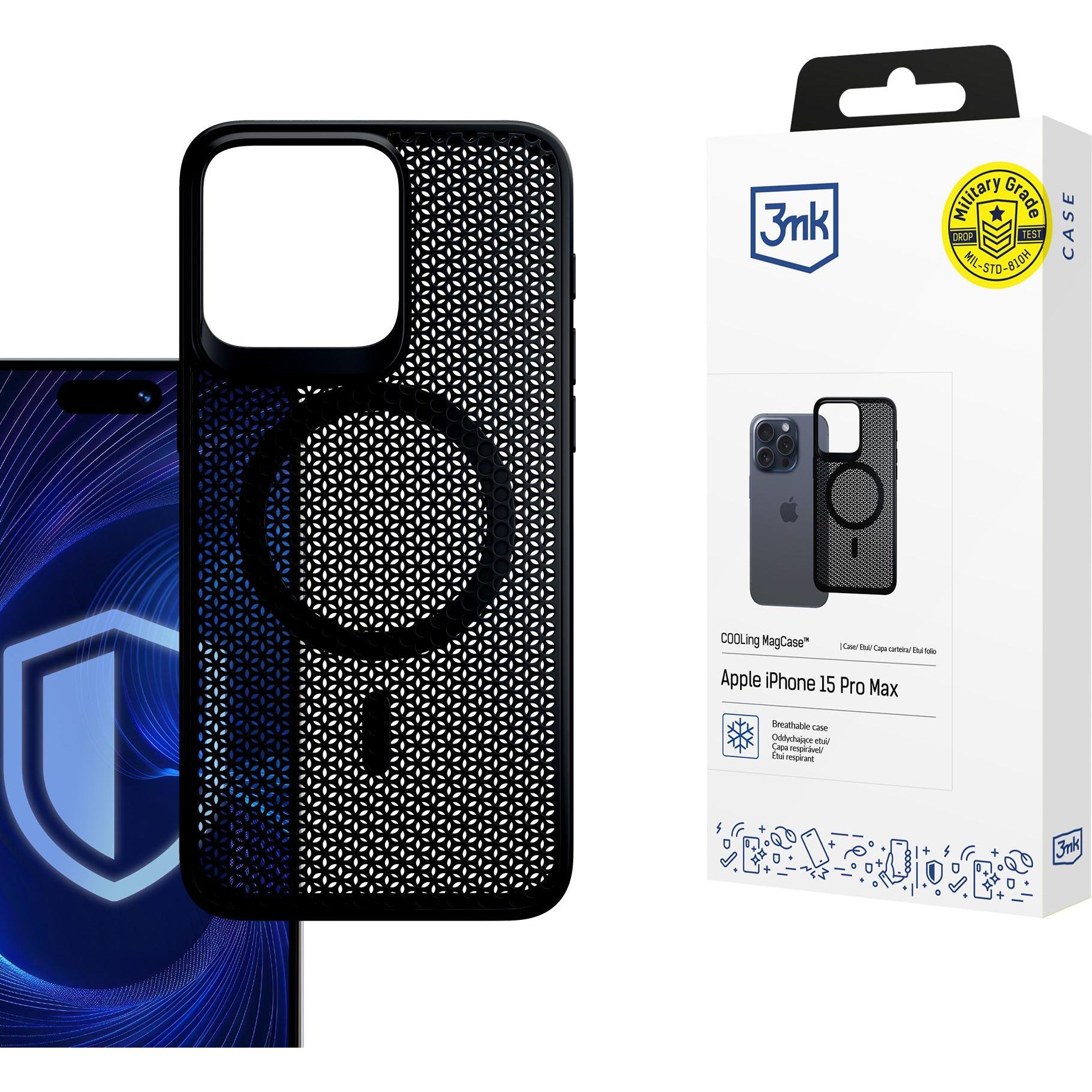 3MK COOLing MagCase iPhone 15 Pro Max (Apple iPhone 15 Pro Max), Smartphone Hülle, Schwarz