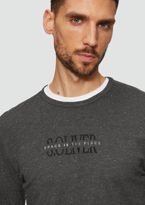 Produktbild S.Oliver T-Shirt Meliertes Longsleeve aus Jersey mit Logo-Print (XXL)