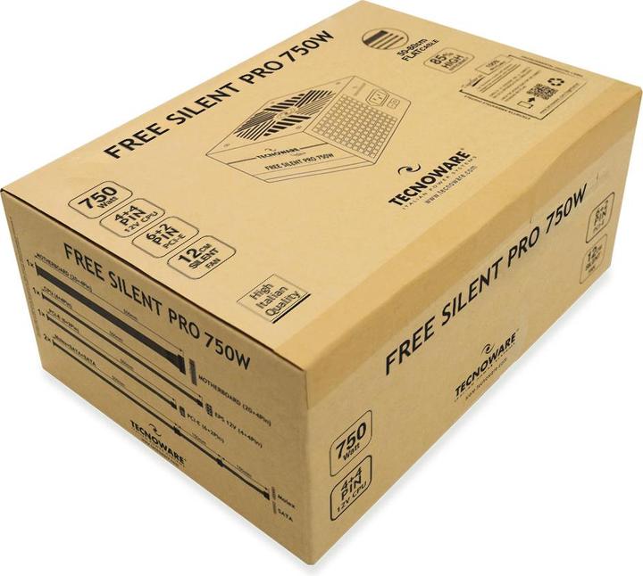 Actual product image Tecnoware ALIMENTATORE 750W 12CM FREE SILENT 4*SATA 2*MOLEX TOGHETER ON (750 W)