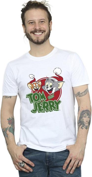 Actual product image Tom & Jerry Mens Christmas Hat Logo T-Shirt (L)