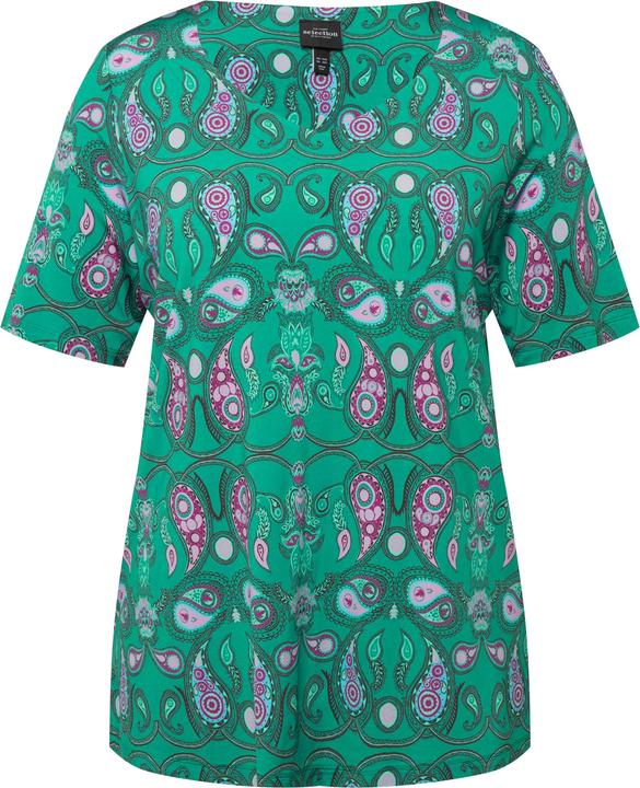 Immagine prodotto Ulla Popken Maglia in tessuto fluente con Paisley, scollo a cuore e mezze maniche (42, 44)
