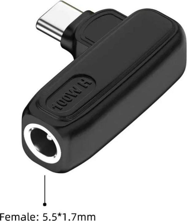 Actual product image PowerGuard L-Shape DC 5.5 x 1.7 mm auf USB-C Ladeadapter PD 100W (100 W)