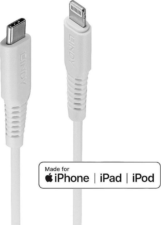 Produktbild Lindy 2m USB Typ C an Lightning Kabel, weiss USB Typ C Stecker an Lightning Stecker (2 m, USB 2.0)