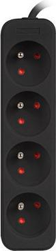 Image du produit Lanberg PS0-04E-0100-IEC-BK Câble d'extension 4 sorties AC Indoor (4 x, C14, 1 m)