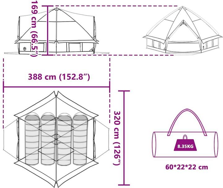 Produktbild vidaXL Campingzelt (8.40 kg, 4 Personen)