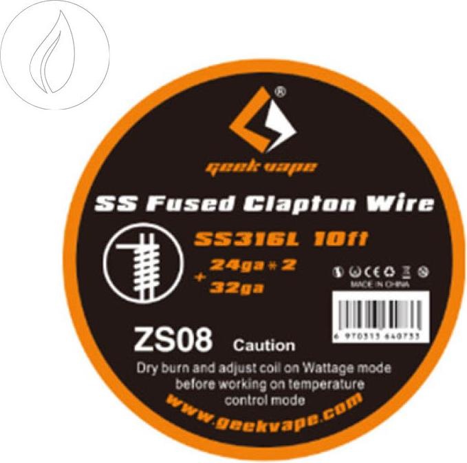 Actual product image Geek Vape SS Fused Clapton Wire SS316L 24GA x 2 + 32GA (1 x)