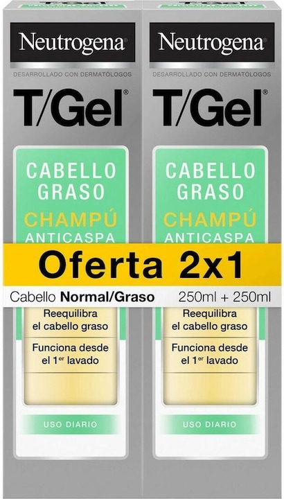 Actual product image Neutrogena Gel Shampoo Fat Dandruff (2 x 250 ml) (500 ml, Liquid shampoo)