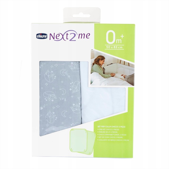 Immagine prodotto Chicco Set di lenzuola con angoli Next2Me (50 x 85 cm)