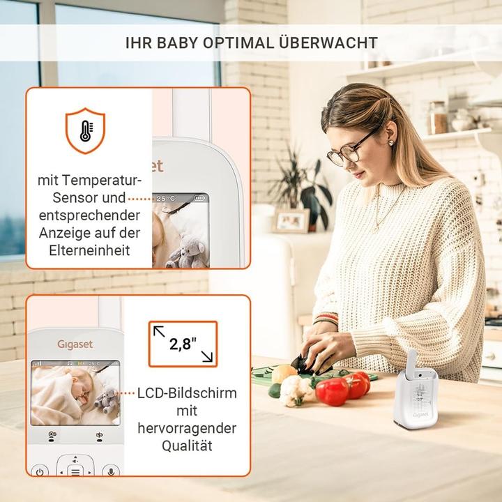 Actual product image Gigaset Baby 300 Video-Babyphone cream white/warm grey (Video & Audio, 300 m)
