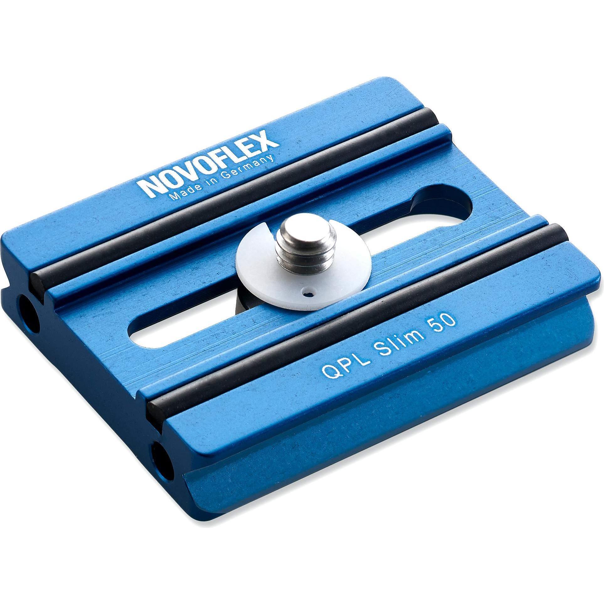 Novoflex Klemmplatte Slim 50x39mm (Stativ Schnellwechselplatte), Stativ Zubehör, Blau