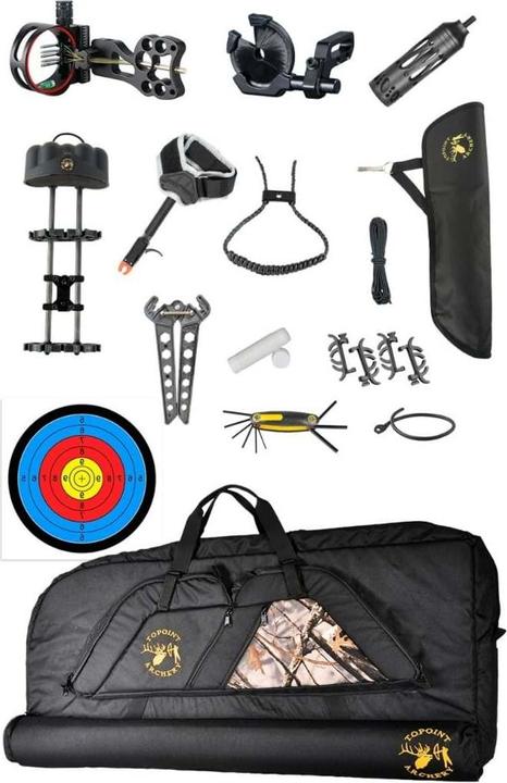 Actual product image Topoint Archery T1 Deluxe Set RH 20-60 lbs 19-30" Dipped Forest Camo