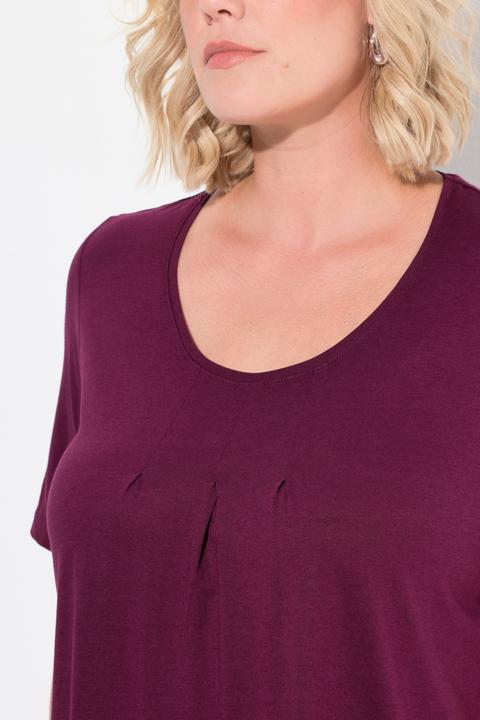 Produktbild Ulla Popken T-Shirt, Zierfalten, A-Linie, Rundhals, Halbarm, Modal (42, 44)