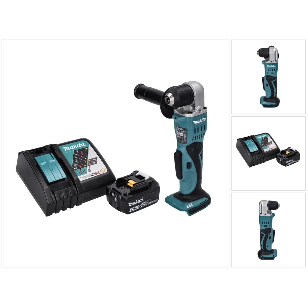 Makita, Bohrmaschine + Akkuschrauber, DDA 351 RF1 Akku Winkelbohrmaschine 18 V 13,5 Nm + 1x Akku 3,0 Ah + Ladegerät (Akk...