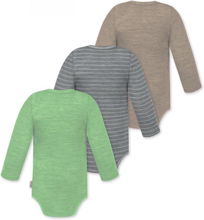 Produktbild Normani 3er Pack Baby Merino Langarmbody „Tuai" - 9403 (80)