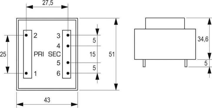 Produktbild Block Transformator PCB 10VA 2x12V