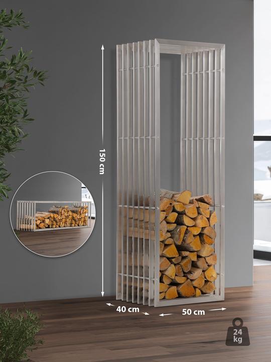 Immagine prodotto CLP Porta legna Irving 40x50x150, acciaio inox (40 x 50 x 150 cm)