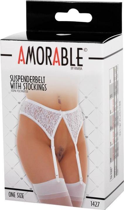 Image du produit Amorable by Rimba Rimba 1427 Porte-jarretelles + Bas Blanc Taille Unique (Taille unique)