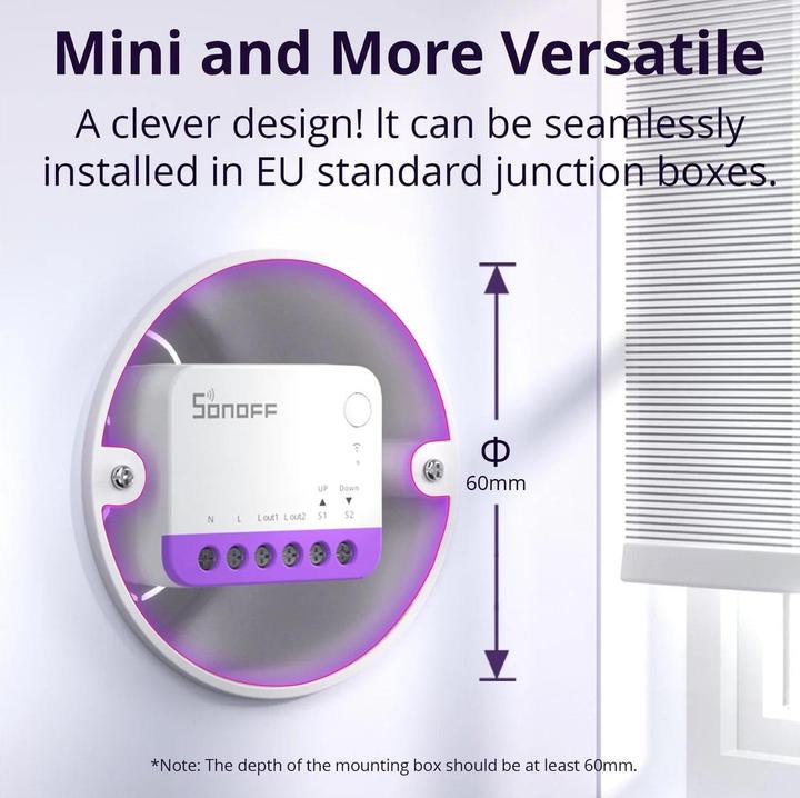 Immagine prodotto Sonoff Mini-RBS WiFi Smart Mini Roller Shutter Switch (Attuatore per otturatore)