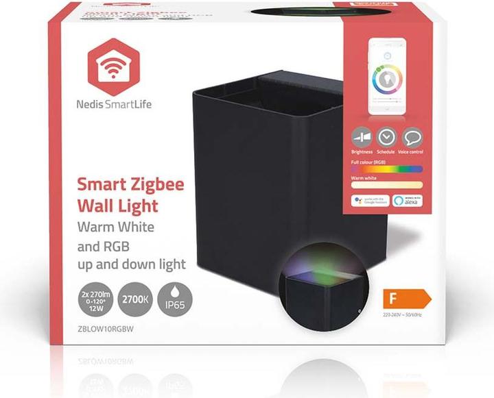 Produktbild Nedis Smartlife-Aussenleuchte | 2 x 270 lm | Zigbee 3.0 | 12 + 4 W | RGB / Warmweiss | 2700 K | Alumi (540 lm, IP65)
