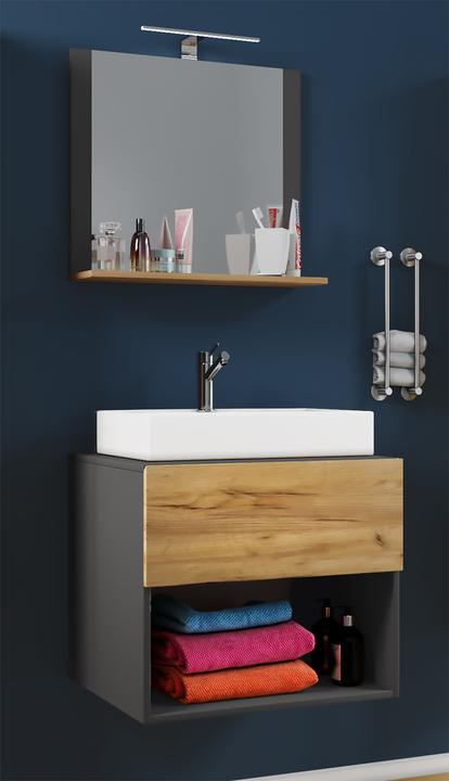 Produktbild VCM 3-tlg. Badblock Waschtisch Schublade Spiegel Badmöbel "Lendas II"