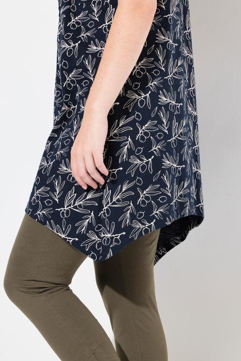 Image du produit Ulla Popken Long T-Shirt, Coupe A-Ligne, Encolure V, Manches Courtes, Coton Bio (42, 44)