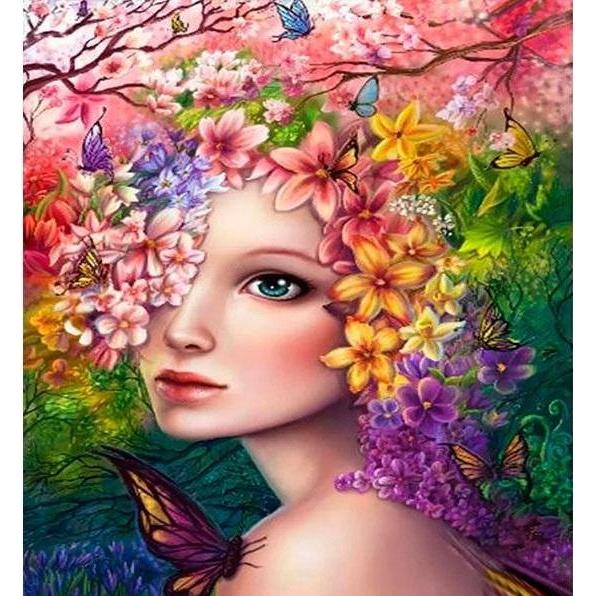 Norimpex 5D-Diamantmosaik - Frau in Blumen 40x30cm