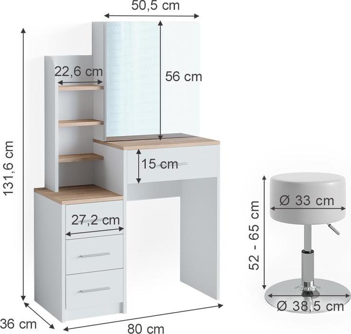 Image du produit Vicco Conrada mit Hocker (80 x 36 x 131.60 cm)