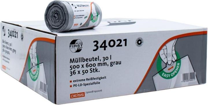 Produktbild Deiss Müllbeutel 30,0 l grau 14 µm, 50 St. (50x, 30 l)