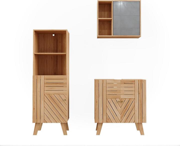 Produktbild Vicco Badmöbel-Set Lucie, Bambus, 3 Teile, mit Midischrank