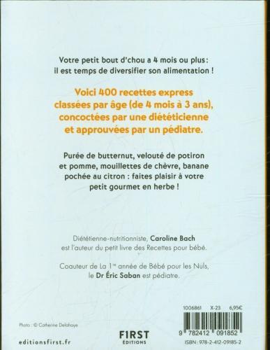 Image du produit 400 recettes pour bébé : de 4 mois à 3 ans (Français, Bach Caroline, 2023)