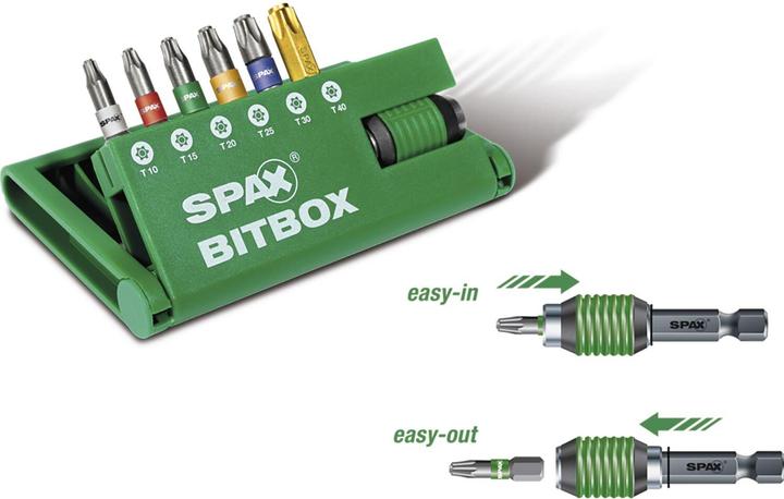 Actual product image Spax BITbox T-STAR PLUS (6 BITS T10-T40 25MM + 1 (Hexagon socket TX)